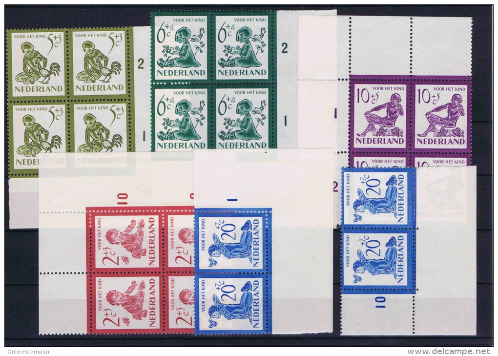 Netherlands 1950 NVPH 563 - 567 In Cornerblocks / Sheetmargins  MNH/** - Nuovi