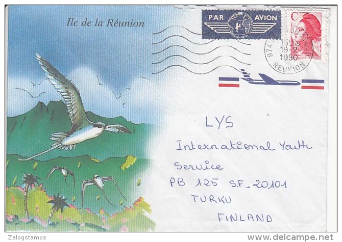 French Reunion, Airmail Cover To Finland, Stamps, (Z-8188) - Saint Helena Island