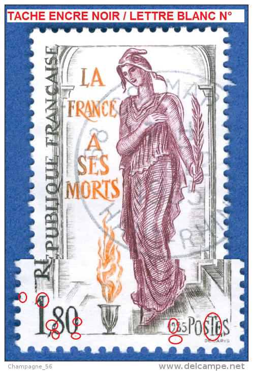 * 1985 N° 2389 LA FRANCE A SES MORTS OBLITÉRÉ NUANCE - Usados