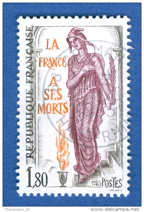 * 1985 N° 2389 LA FRANCE A SES MORTS OBLITÉRÉ NUANCE - Oblitérés