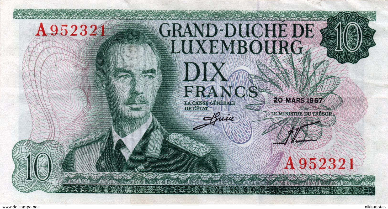 Luxembourg 10 Francs 1967 Banknote PK 53 Vedi Foto - Luxemburg