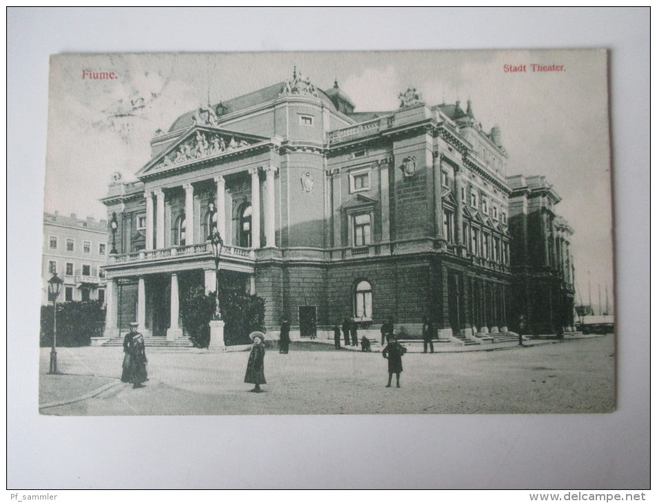 AK 1903 Fiume. Stadt Theater. 476 - 1907 Divald Karoly, Budapest. Gesendet Nach Lussingrande - Croatia