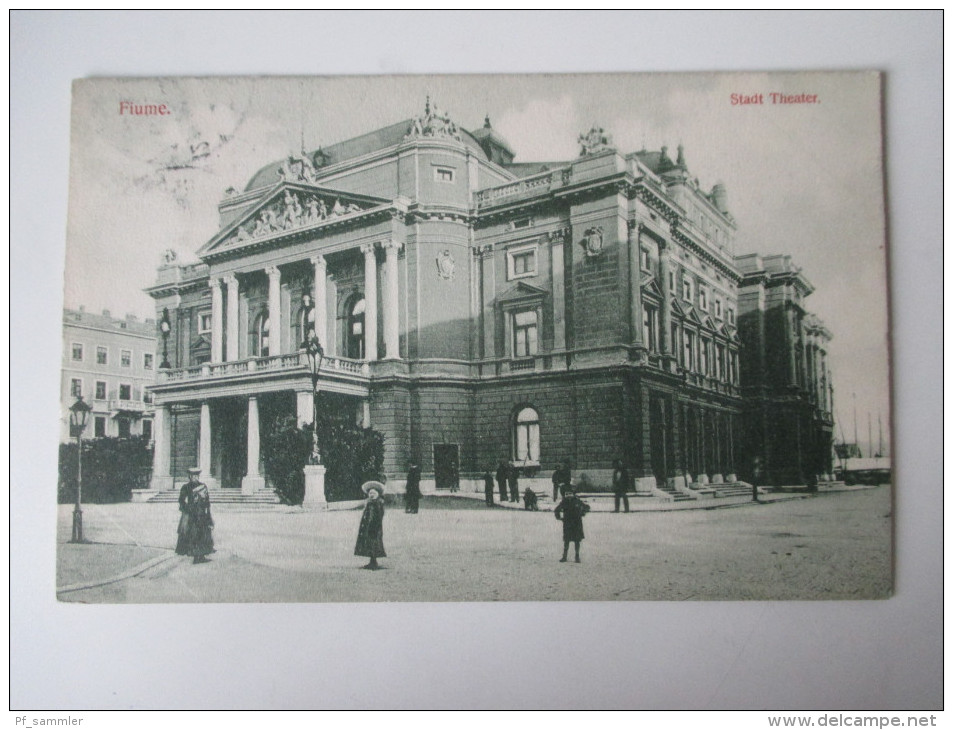 AK 1903 Fiume. Stadt Theater. 476 - 1907 Divald Karoly, Budapest. Gesendet Nach Lussingrande - Croacia