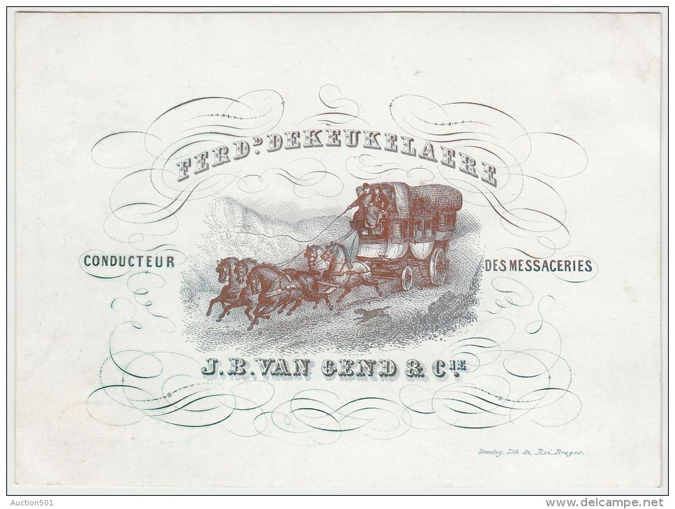 24091g CONDUCTEUR - MESSAGERIES - Fer. DEKEUKELAERE - J. B. VAN GEND &amp; Cie. - Carte Porcelaine 14.2x10.5c - Cartes De Visite