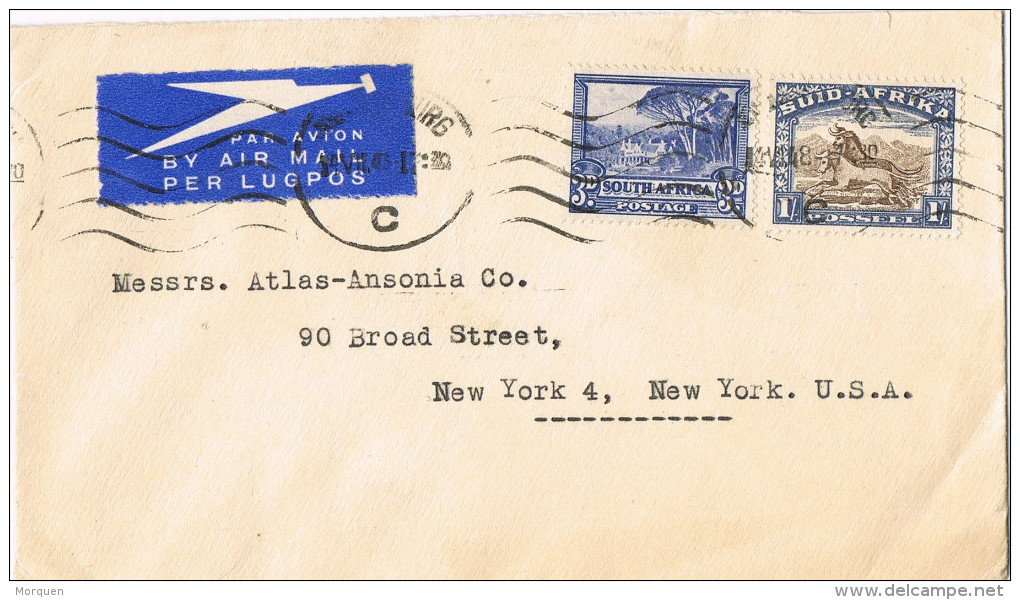 11460. Carta Aerea JOHANNESBURG (South Afroca) 1948 To Nw York - Poste Aérienne