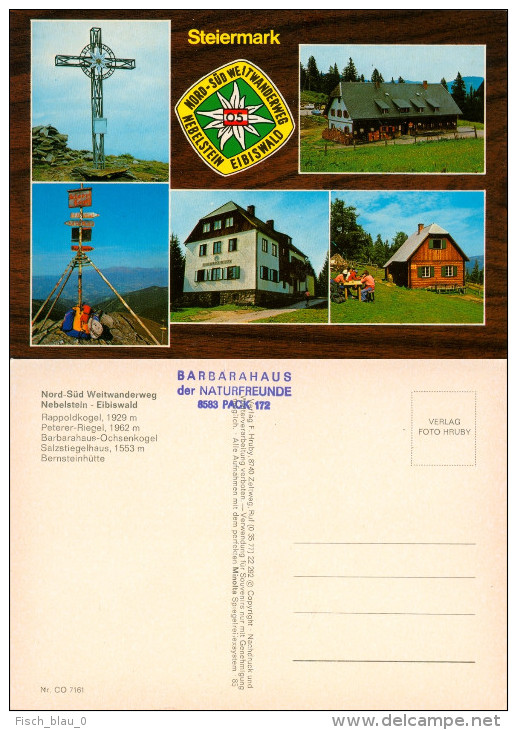 AK Steiermark Nebelstein-Eibiswald Nord-Süd-Weitwanderweg Barbarahaus Pack Rappoldkogel Peterer-Riegel Bernsteinhütte - Eibiswald