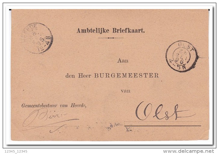 Nederland Ambtelijke Briefkaart 1895, Stempel Olst En Heerde - Brieven En Documenten