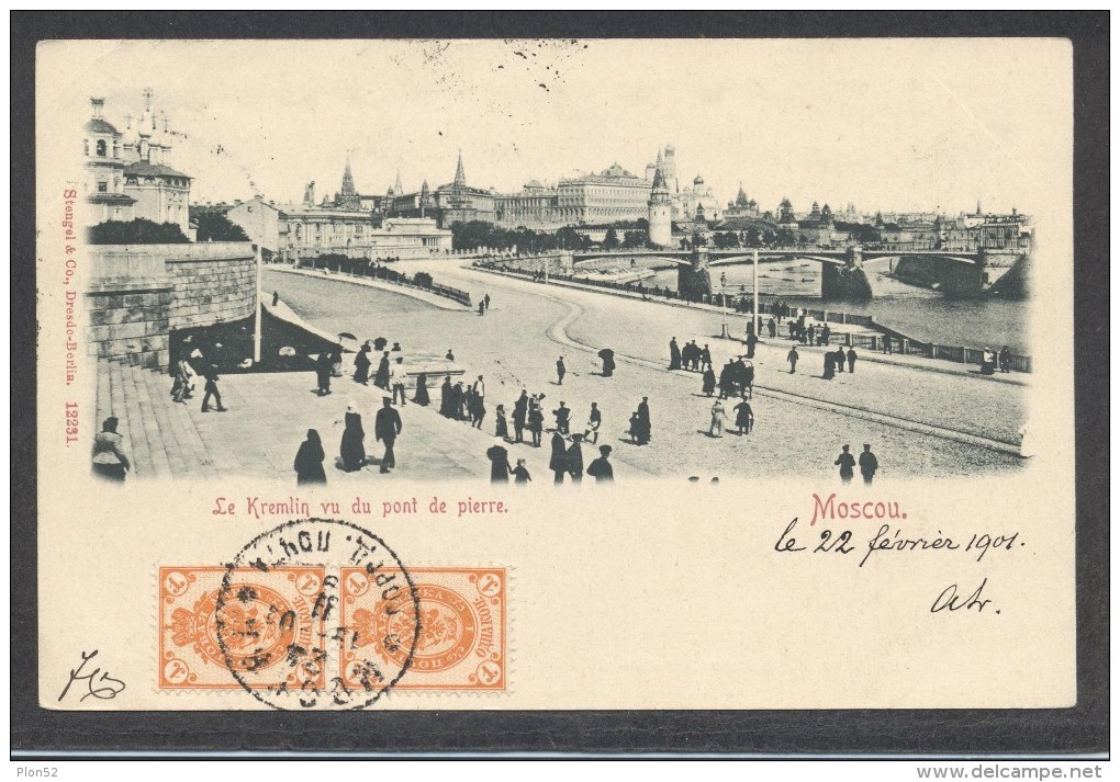 8254-MOSCOU-LE KREMLIN VU DU PONT PIERRE-1901-ANIMATION-FP - Russia