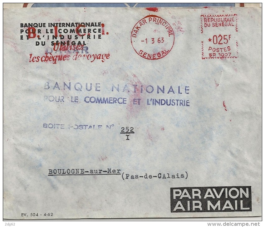 Dakar, BNCI - EMA Satas  - Enveloppe   Entière  (P370) - Brieven En Documenten