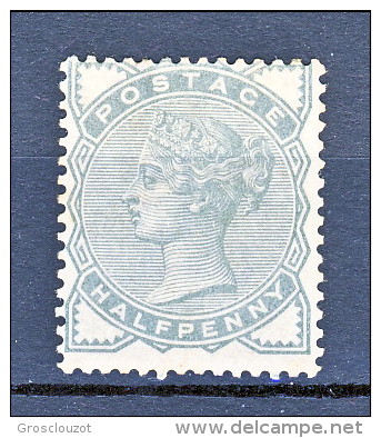 UK 1880-81 Victoria - N. 67 - 0,5 Penny Verde Azzurro MH - Nuovi