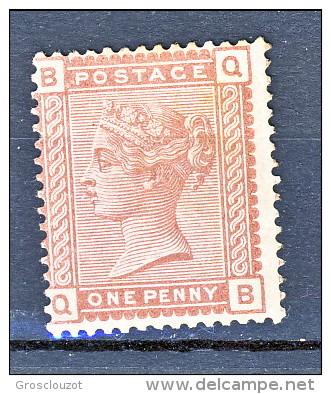 UK 1880-81 Victoria - N. 68 - 1 Penny Bruno Rosso BQ - Senza Gomma (MNG) - Nuovi