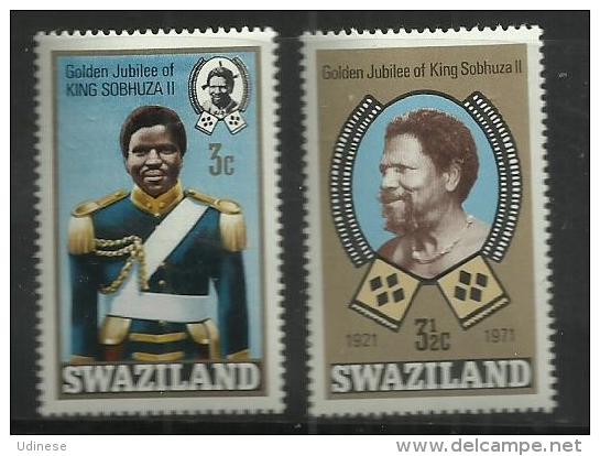 SWAZILAND 1971 - KING SOBHUZA II - 2 DIFFERENT - MH LIGHTLY MINT HINGED - Swaziland (1968-...)