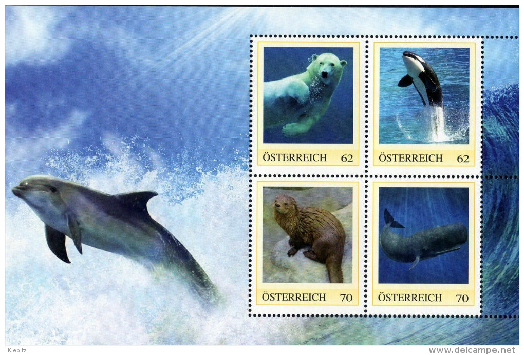 ÖSTERREICH 2011 ** Eisbär, Wal, Küstenotter, - PM Personalized Stamps - Block MNH - Sonstige & Ohne Zuordnung