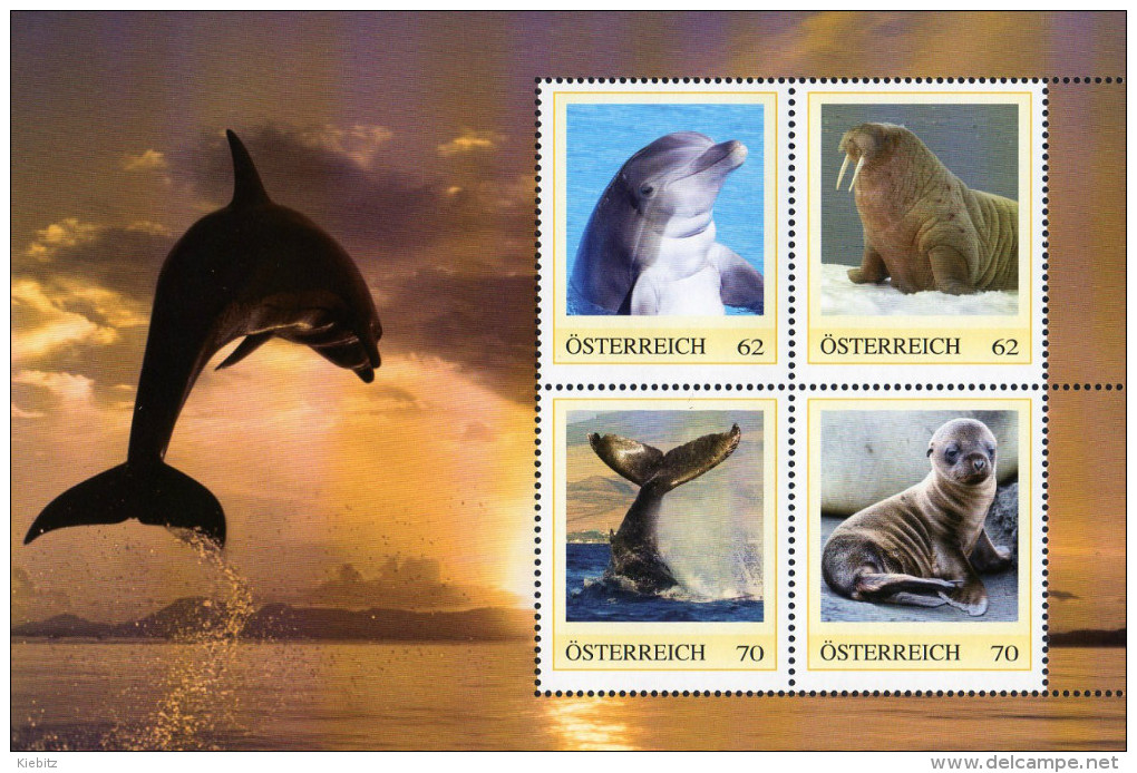 ÖSTERREICH 2011 ** Delfin, Wale, Walross, Seelöwen Baby - PM Personalizied Stamps - Block MNH - Sonstige & Ohne Zuordnung