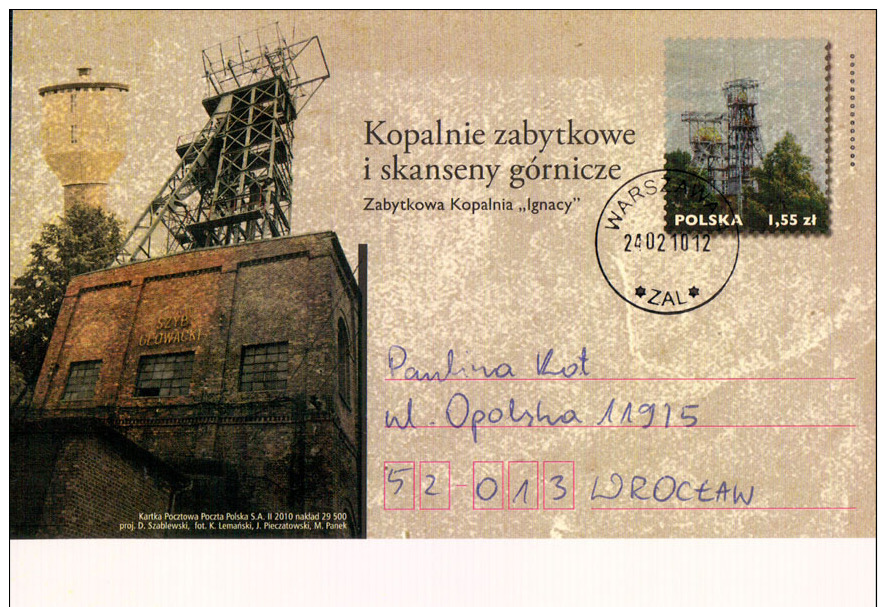 Poland Pologne, Postal Stationery, Mining, Coal Mine, Charbon, Museum In Former Mine &ldquo;Ignacy&rdquo; 2010. - Minerals