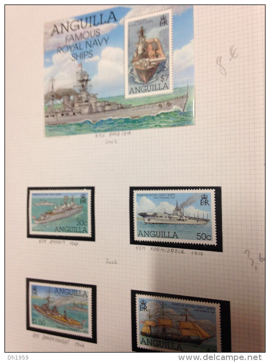 ANGUILLA LOT COLLECTION ... PHOTOS !!! BATEAUX SHIPS SCHIFFE VOILIERS SEGELSCHIFFE RACING FDC REGNE ELISABETH II MARINE