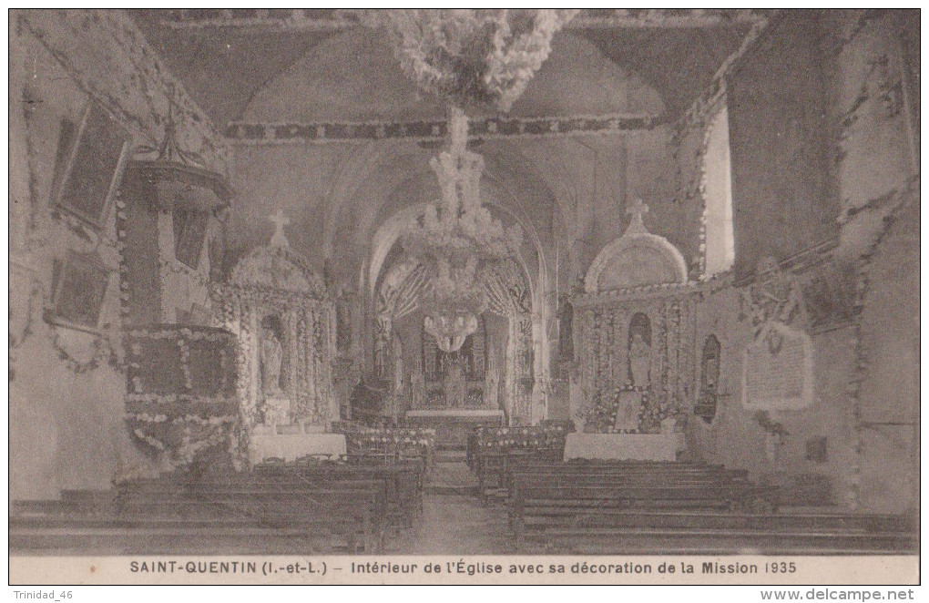 SAINT QUENTIN SUR INDROIS  37 (  INTERIEUR DE L' EGLISE AVEC LA DECORATION DE LA MISSION DE 1935  ) - Finlande