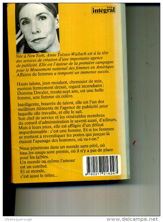 ANNE TOLSTOI WALLACH  AFFAIRES DE FEMMES J AI LU  1984  520 PAGES - Action