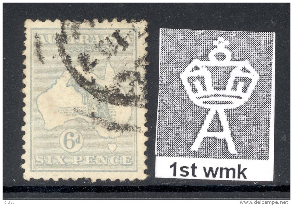 AUSTRALIA, 1913 6d 1st Wmk, Short Perf - Used Stamps