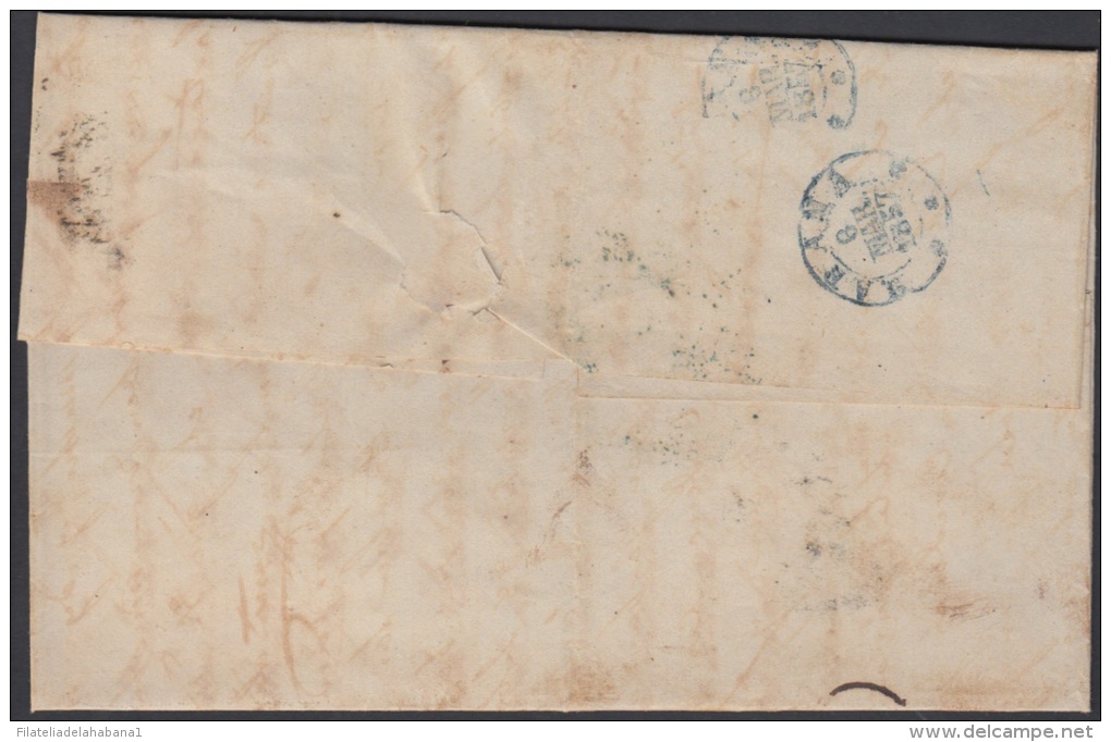 1857-H-148 CUBA ESPAÑA SPAIN. ANTILLAS. ISABEL II. 1856. Ant. Ed.4. &frac12; Rs. LINEAS CRUZADAS. - Prefilatelia