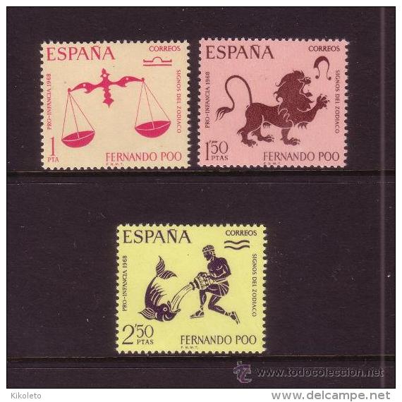 FERNANDO POO - AÑO / ANNE / YEAR 1968 - EDIFIL Nº 265/67 ** MNH - PRO INFANCIA - SIGNOS DEL ZODIACO - Fernando Poo