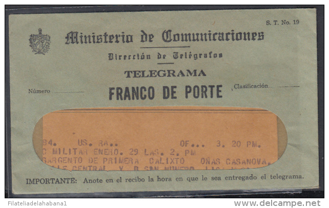 TELEG-10 CUBA. TELEGRAFO DE ESTADO. TELEGRAPH. SOBRE DE TELEGRAMA. TELEGRAM. CIRCA 1950. TIPO X. CON MODELO. - Telegrafo