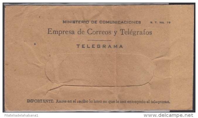 TELEG-14 CUBA. TELEGRAFO DE ESTADO. TELEGRAPH. SOBRE DE TELEGRAMA. TELEGRAM. CIRCA 1980. TIPO XIII. - Telegrafo