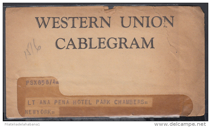 TELEG-17 CUBA. WESTERN UNION CABLEGRAM. TELEGRAPH. TELEGRAMA. TELEGRAM. 1950. CON CONTENIDO. TIPO XIV. - Telegraphenmarken