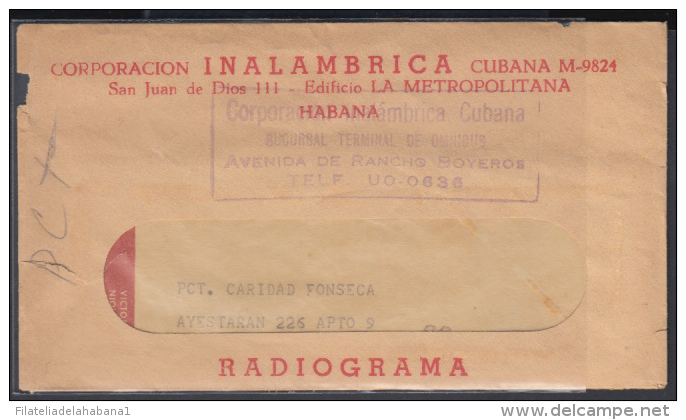 TELEG-21 CUBA. CORPORACION INALAMBRICA. TELEGRAPH. TELEGRAMA. TELEGRAM. 1955. CON CONTENIDO. TIPO XV. - Télégraphes