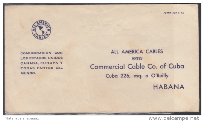 TELEG-26 CUBA. ALL AMERICA CABLE. TELEGRAPH. TELEGRAMA. TELEGRAM. 1946. TIPO XVIII. - Télégraphes