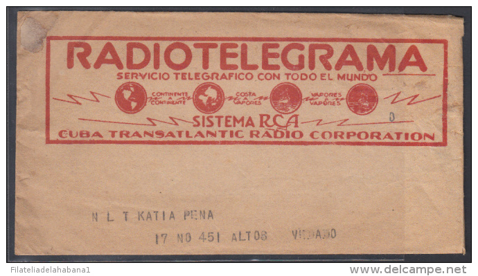 TELEG-32 CUBA TRANSATLANTIC RADIO Co. RADIOTELEGRAMA. TELEGRAPH. TELEGRAM. 1946. CON CONTENIDO. TIPO XXI. - Telegrafo