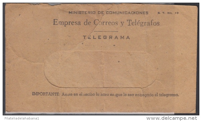 TELEG-37 CUBA. TELEGRAFO DE ESTADO. TELEGRAPH. SOBRE DE TELEGRAMA. TELEGRAM. CIRCA 1980. TIPO XIII. - Telegraafzegels