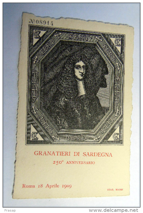 GRANATIERI DI SARDEGNA SERIE NUMERATA  1909  -- RARA - Reggimenti