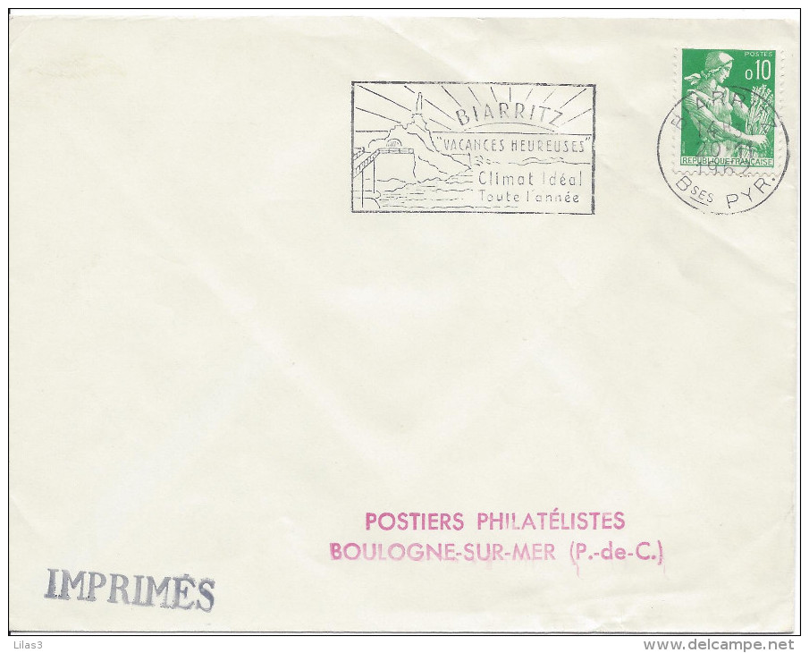 BIARRITZ BASSES PYRENEES 1962  Vacances Climat Soleil - Mechanical Postmarks (Advertisement)