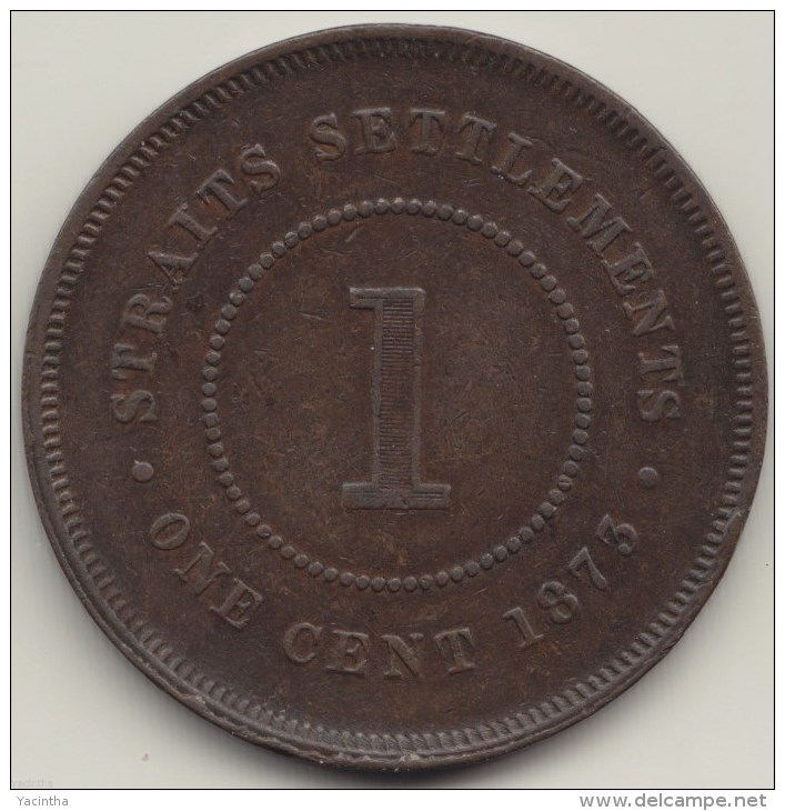 @Y@  STRAITS SETTLEMENTS 1 Cent 1873 Copper VF+ (2761) - India