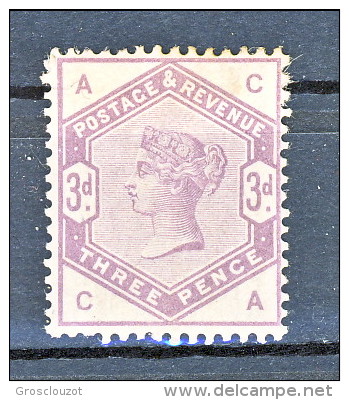 LUX - UK 1883 Victoria N. 80 - 3 Penny Violetto Lettere AC (MLH), Freschissimo - Ungebraucht