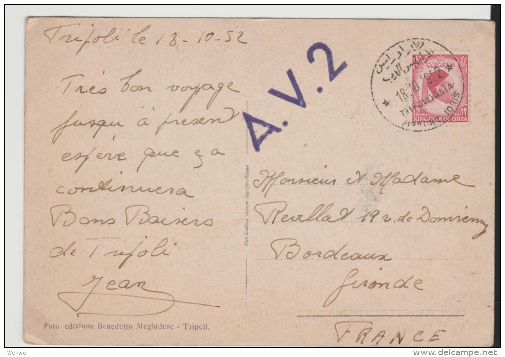 IKL012/ Tripoli (Libyen) Nach Frankreich Mit Klarem A.V.2    1952 - Libyen