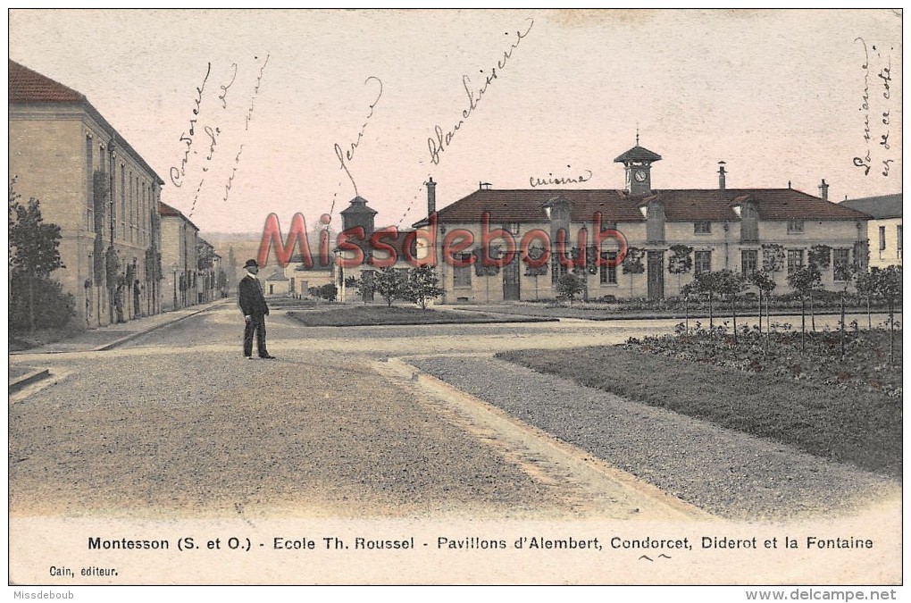 78 - MONTESSON - Ecole TH. ROUSSEL - Pavillons D'Alembert, Condorcet, Diderot Et La Fontaine - écrite 1906 - 2 Scans - Montesson