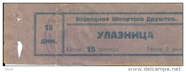 Sport Match Ticket UL000237 - Kingdom Yugoslavia Serbia Sport Club Vojvodina (pre 1945) - Tickets D'entrée