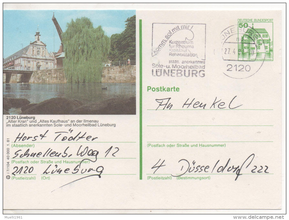 Nr. 3468, Ganzsache Deutsche Bundespost,  Lüneburg - Geïllustreerde Postkaarten - Gebruikt