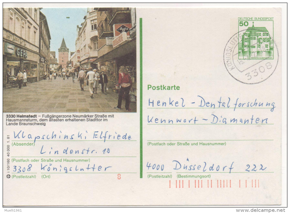 Nr. 3473, Ganzsache Deutsche Bundespost,  Helmstedt - Illustrated Postcards - Used