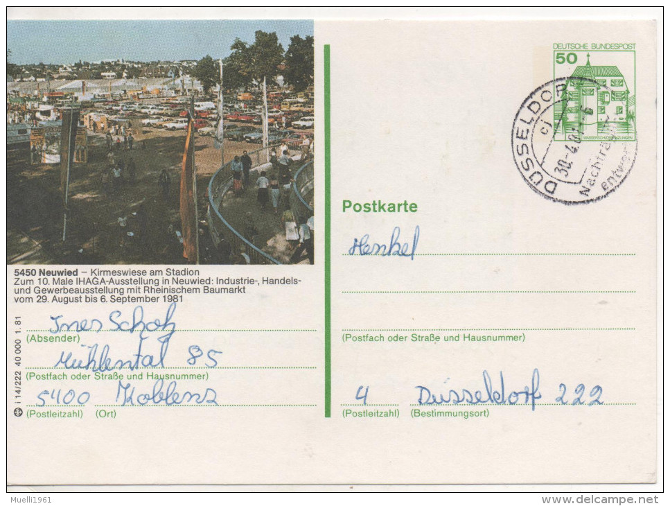 Nr. 3475, Ganzsache Deutsche Bundespost,  Neuwied - Illustrated Postcards - Used