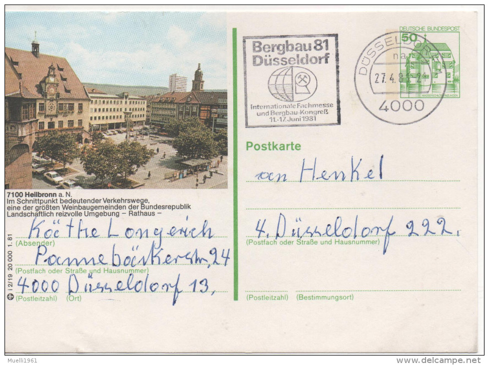 Nr. 3476, Ganzsache Deutsche Bundespost,  Heilbronn - Illustrated Postcards - Used