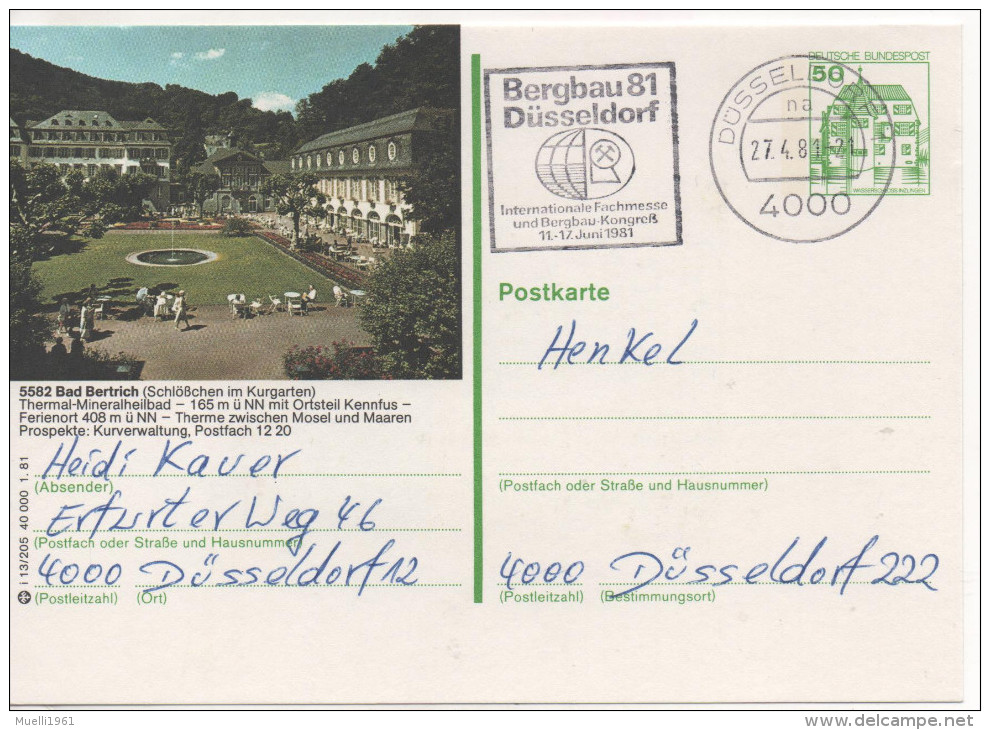 Nr. 3477, Ganzsache Deutsche Bundespost,  Bad Bertrich - Illustrated Postcards - Used