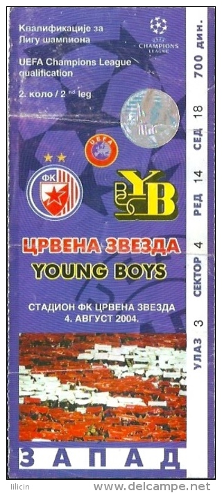 Sport Match Ticket UL000242 - Football: Red Star Belgrade Vs Young Boys, UEFA Champions League 2004-08-04 - Match Tickets