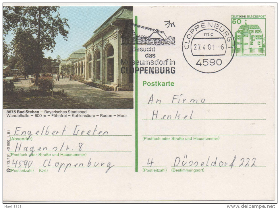 Nr. 3478, Ganzsache Deutsche Bundespost,  Bad Steben - Cartes Postales Illustrées - Oblitérées