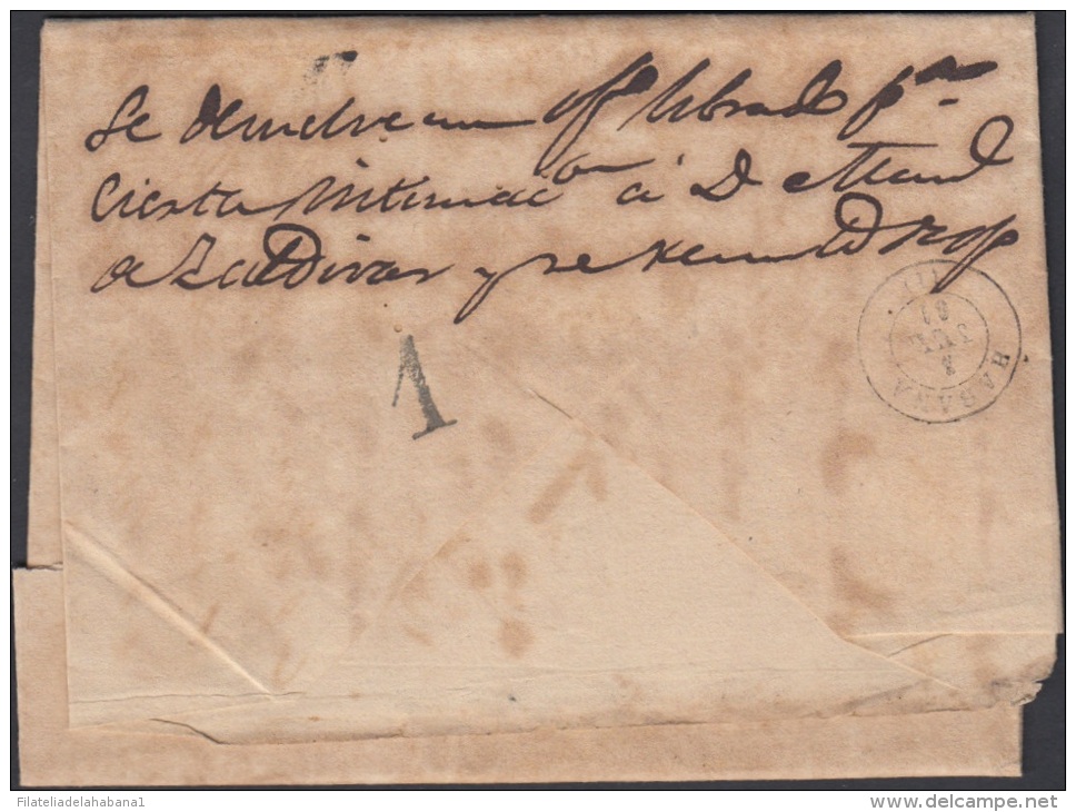 1861-H-15 CUBA ESPAÑA SPAIN. ANTILLAS. ISABEL II. 1861. CORREO OFICIAL. SOBRE CON FECHADOR DE GUANABACOA. - Voorfilatelie