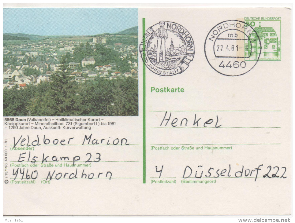 Nr. 3485, Ganzsache Deutsche Bundespost,  Daun - Illustrated Postcards - Used