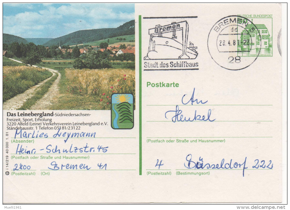 Nr. 3487, Ganzsache Deutsche Bundespost,  Das Leinebergland - Cartes Postales Illustrées - Oblitérées