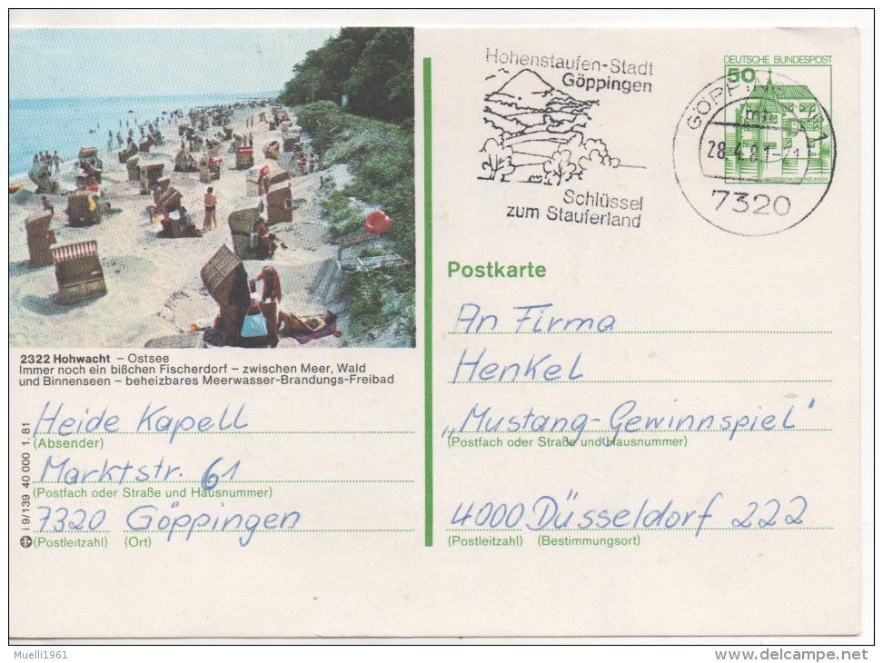 Nr. 3498, Ganzsache Deutsche Bundespost,  Hohwacht - Cartes Postales Illustrées - Oblitérées